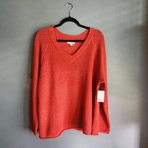 NWT 1X Orange Knit Sweater